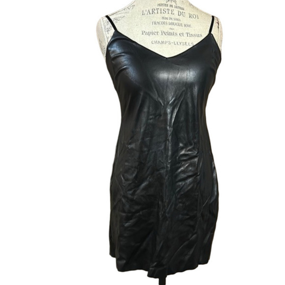 Faux Leather Mini Dress   B11